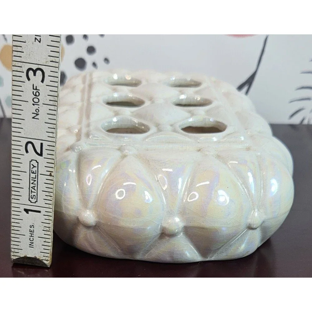 Vintage Opalescent Ceramic 6 Compartment Lipstick Holder